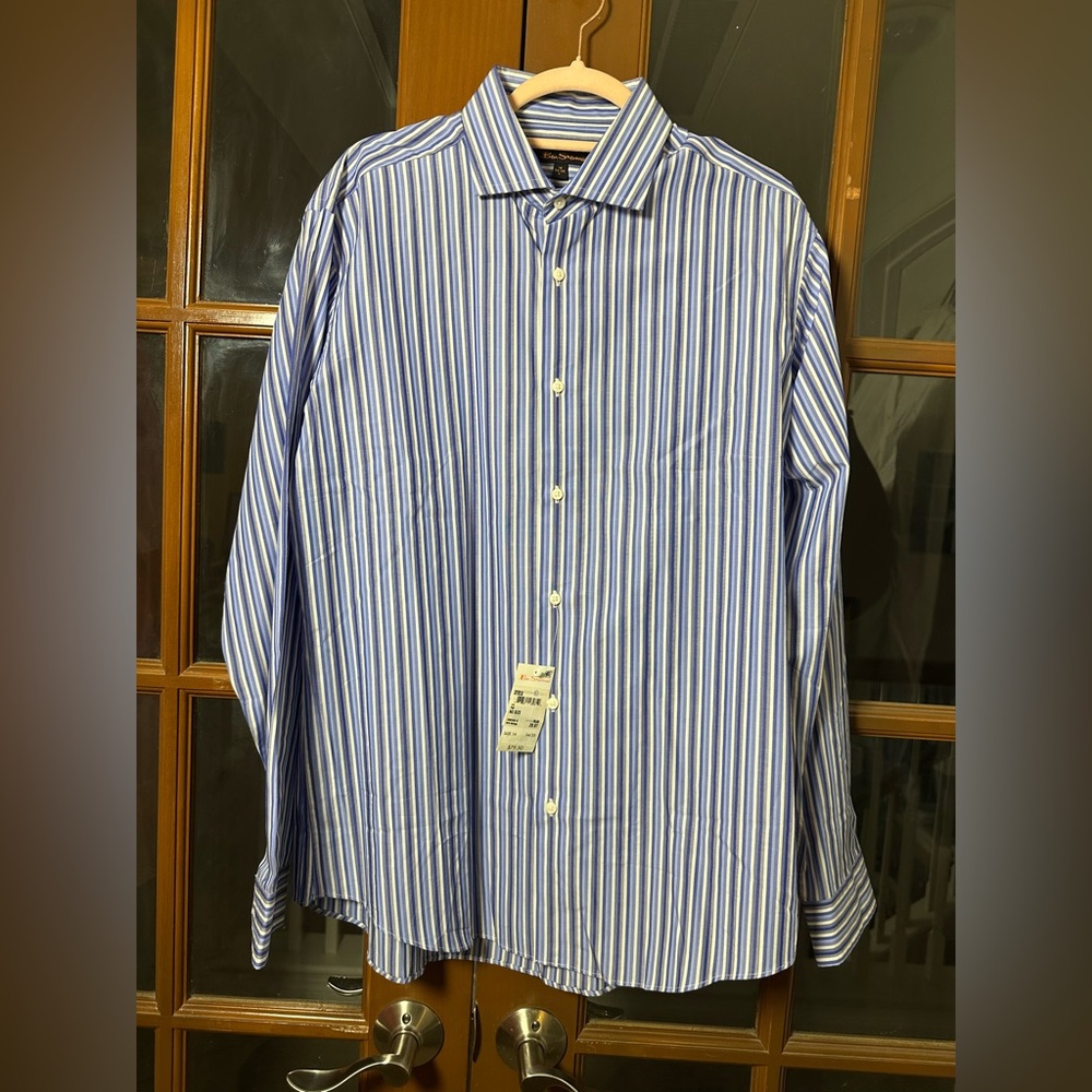 Ben Sherman Classic Blue and White Striped Dress Shirt